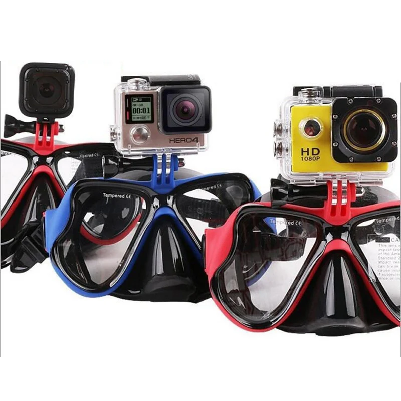 Snorkeling Mask Snorkel Tube Set Diving Mask Anti-Fog Swimming Diving Goggles Snorkel Tube For GoPro Underwater Sports Camera