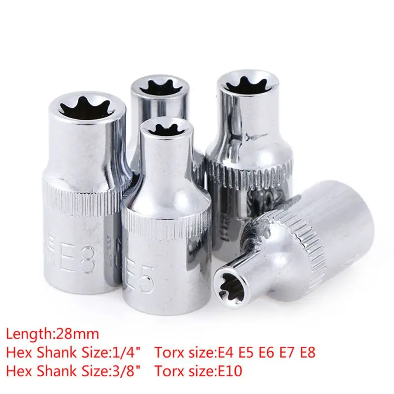 5 шт. 1/4 дюймов Torx звезда бит гнездо набор E4, E5, E6, E7, E8 звезда гнездо набор 18DEC31