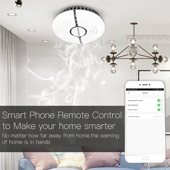 

WiFi Smart Smoke Fire Gas Alarm Detector Home Security System Battery-Powered Alarm Wireless WIFI Smoke Sensor Contro