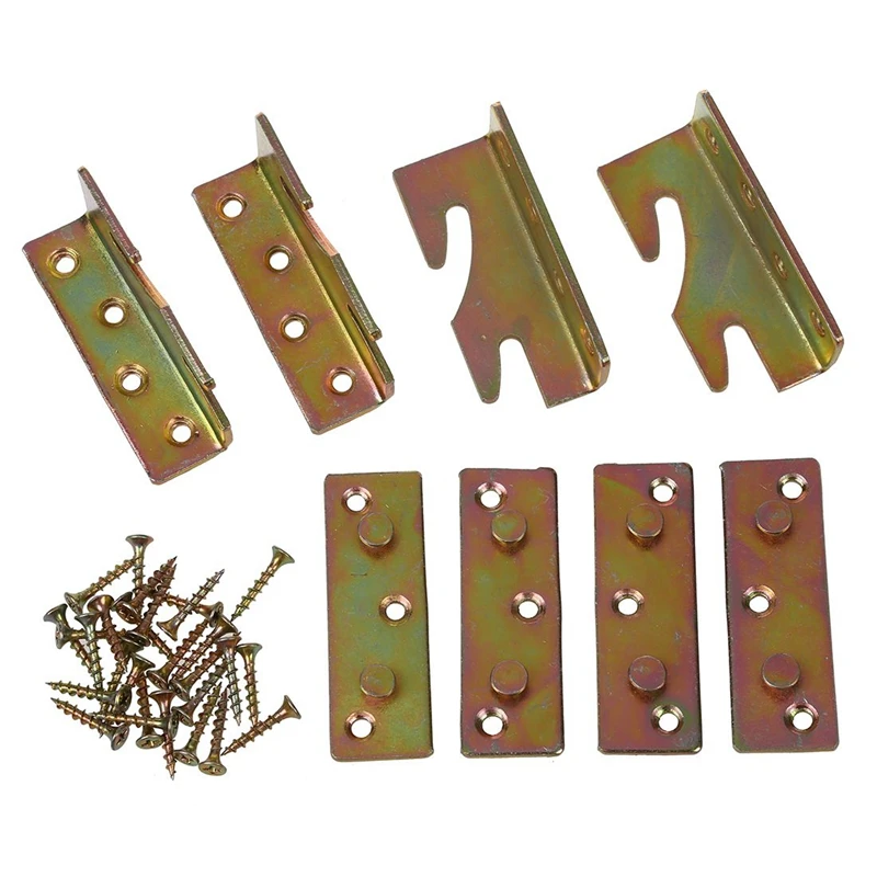 

HTHL-Furniture Wood Bed Rail Clamp Mount Push Button Connector 4pcs