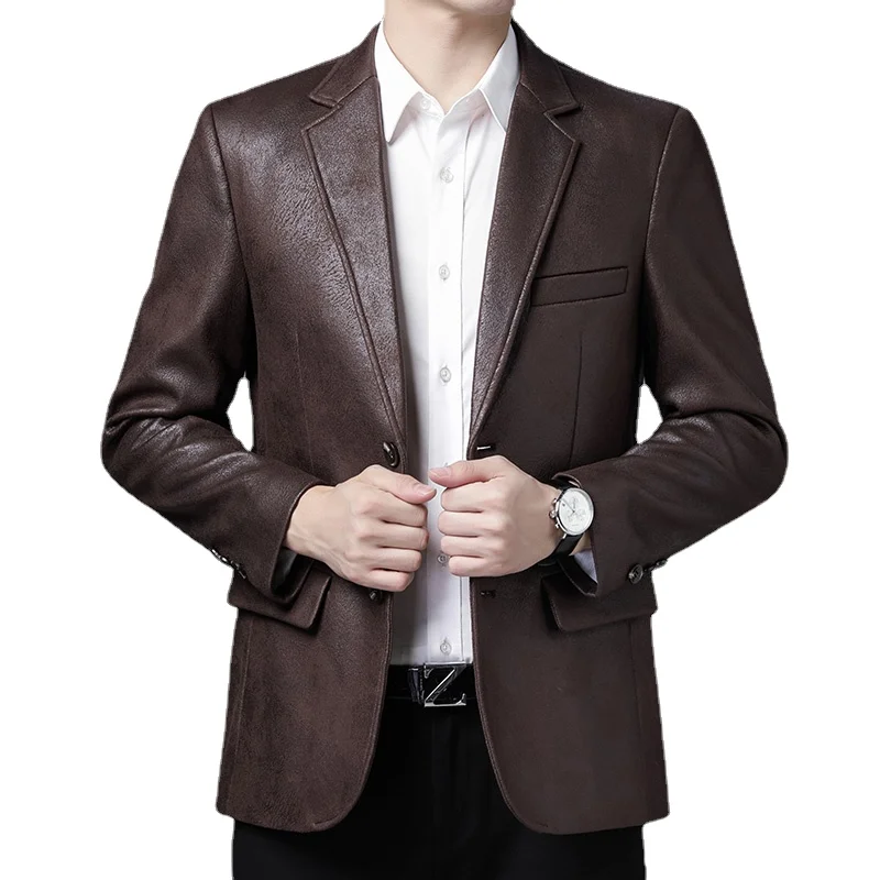 2021 Men's Leather Skin Suit New Autumn High Quality large Size Artificial Leather Jacket/Business Men's Windproof Jacket S-4XL