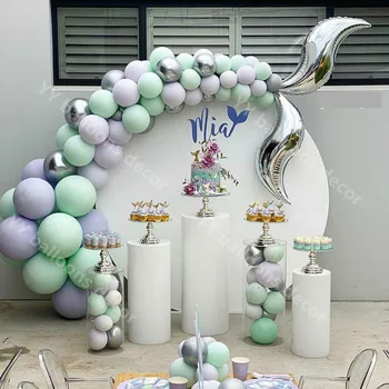

Mermaid Theme Macaroon 1 Kit Metal Sliver Latex Ballon Wedding Birthday Party Garland Baby Shower Backdrop Decor