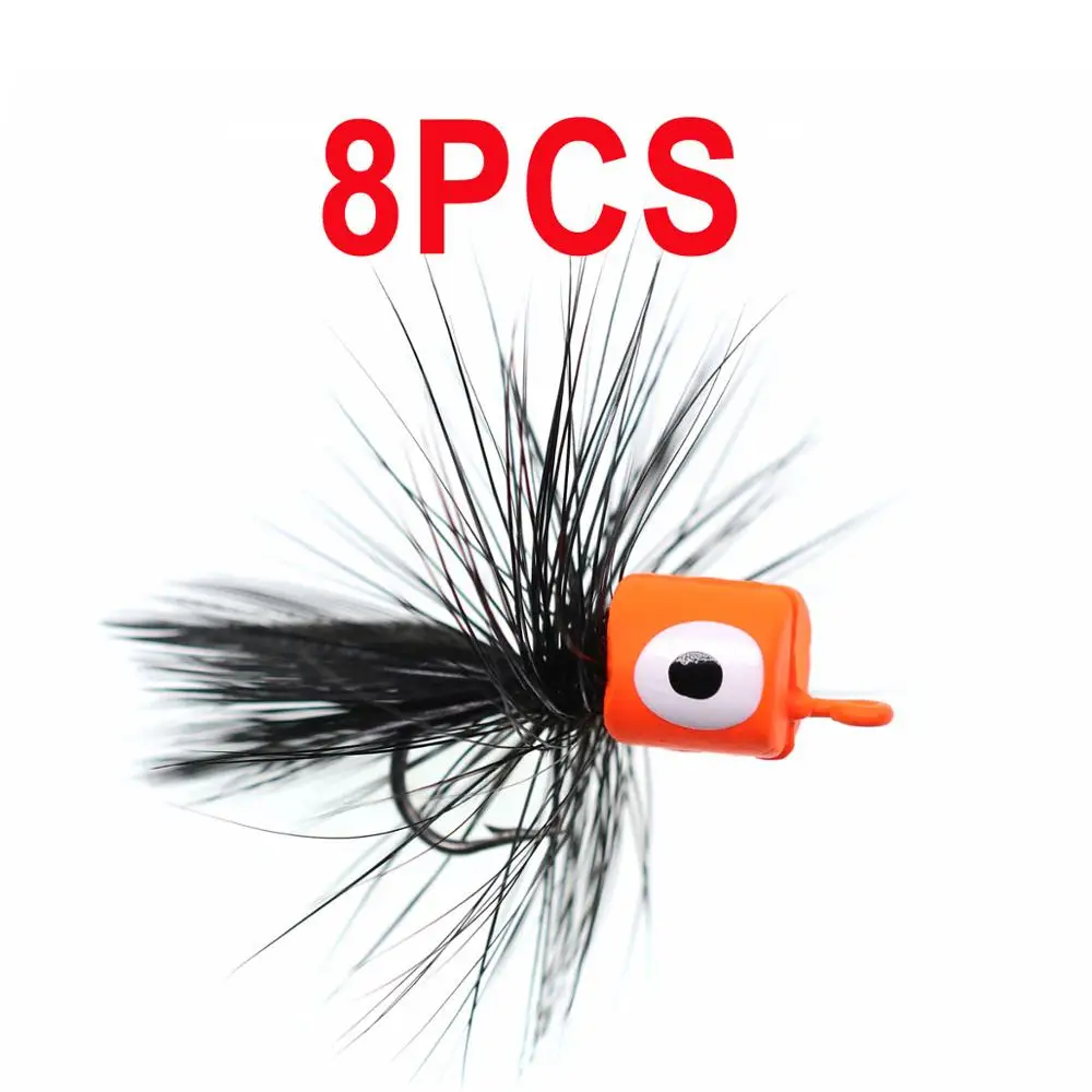 Bimoo 8pcs Size #10 Bass Panfish Popper Fly Saltwater Fly Fishing Trout  Bream Pike Flies Floating Foam Lures Orange Yellow Black - AliExpress