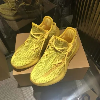 

KANYE Glow men shoes 2020 New high quality laces plataforma shoes air cushion flying weave colourful zapatos unisex schuhe