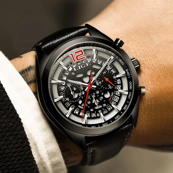

LIGE New Top Fashion Watches Mens Sports Chronograph Quartz Men Watch Waterproof Luminous Quartz Male Clock Relogio Masculino