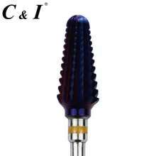 Коническое сверло для ногтей с фиолетовым покрытием Tornado для электрического маникюрного станка, размер двойной грубой-XXC