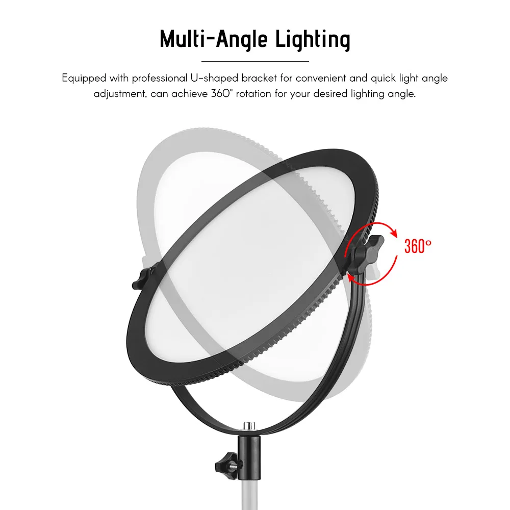 Andoer SO-30T Studio Photo LED Video Light 3200K-5600K Photography Ring Light Lamp Stepless Diammable LCD Display Screen CRI 97