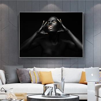 

Black Nude Women Painting on Canvas Posters and Prints Scandinavian Pictures for Living Room Decoration