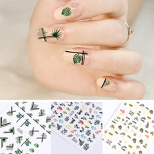 1 шт. кактус гирлянда печать зимний слайдер лист наклейка с цветком на ногтях 3D клейкие переводные наклейки декор обертывания для дизайна ногтей CHCA570-580