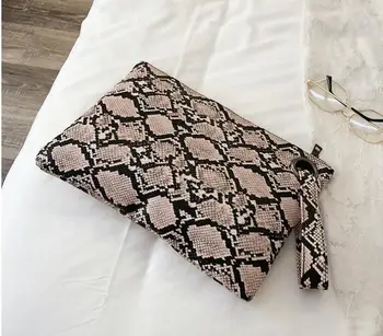 

PinShang Retro Women Clutch Bag PU Snakeskin Pattern Zipper Envelope Bag