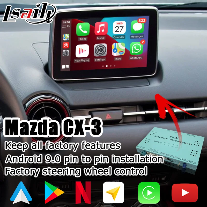  Caja de interfaz Android/Carplay para el nuevo Mazda Cx-3 con navegación Gps caja de interfaz de vídeo de Youtube Waze Yandex de Lsailt - AliExpress