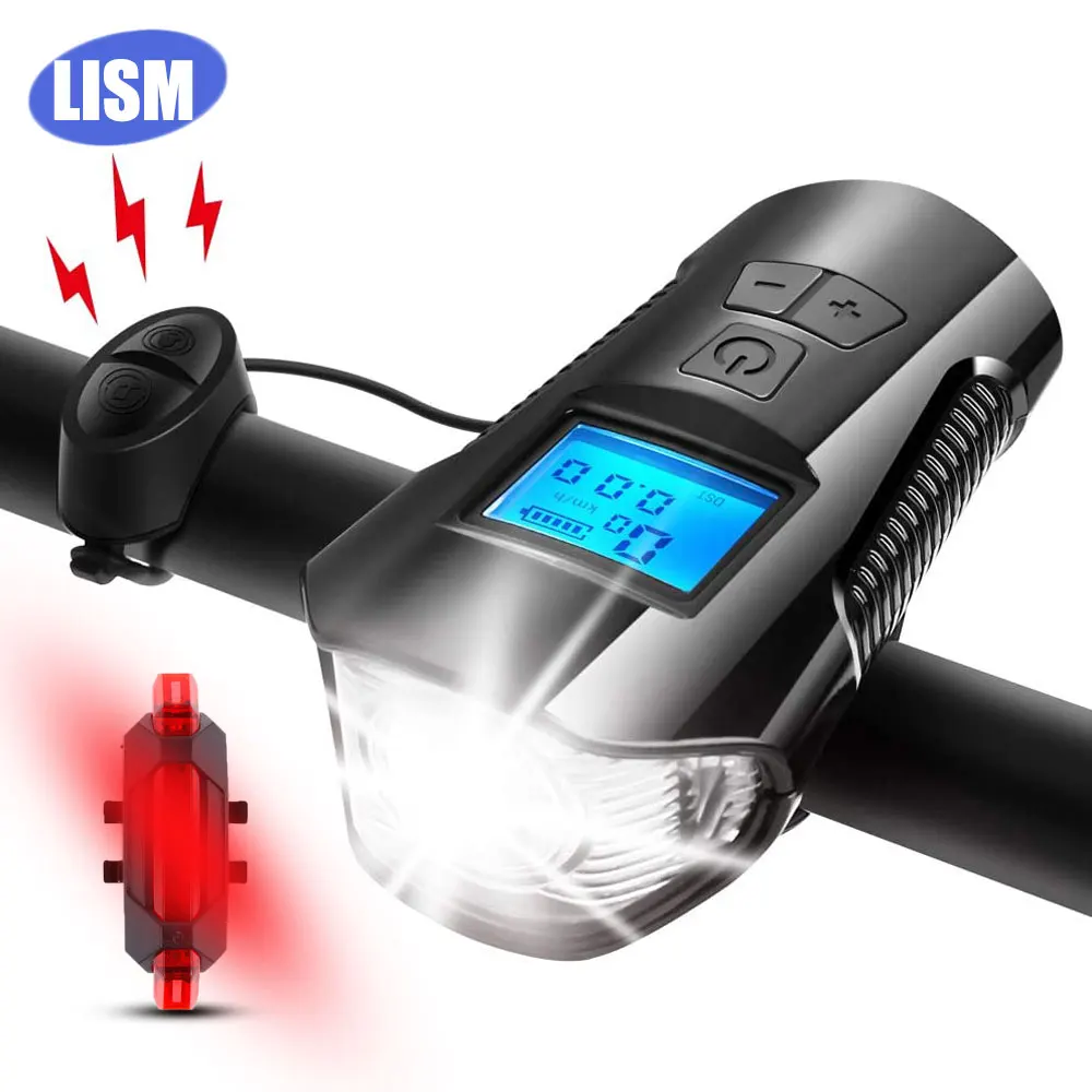 LISM 1 Combo USB Bicycle Light IPX7 Cycling Lights Bike Computer 6 Modes Horn Flashlight Bike Speedometer with Taillight LISM 1 Combo USB Bicycle Light IPX7 Cycling Lights Bike Computer 6 Modes Horn Flashlight Bike Speedometer with Taillight