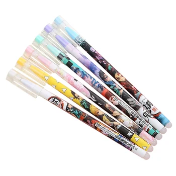 

12Pcs/Set Anime Demon Slayer Erasable Washable Handle Erasable Pen Refill 0.5mm Blue Ink Gel Pens for School Supplies