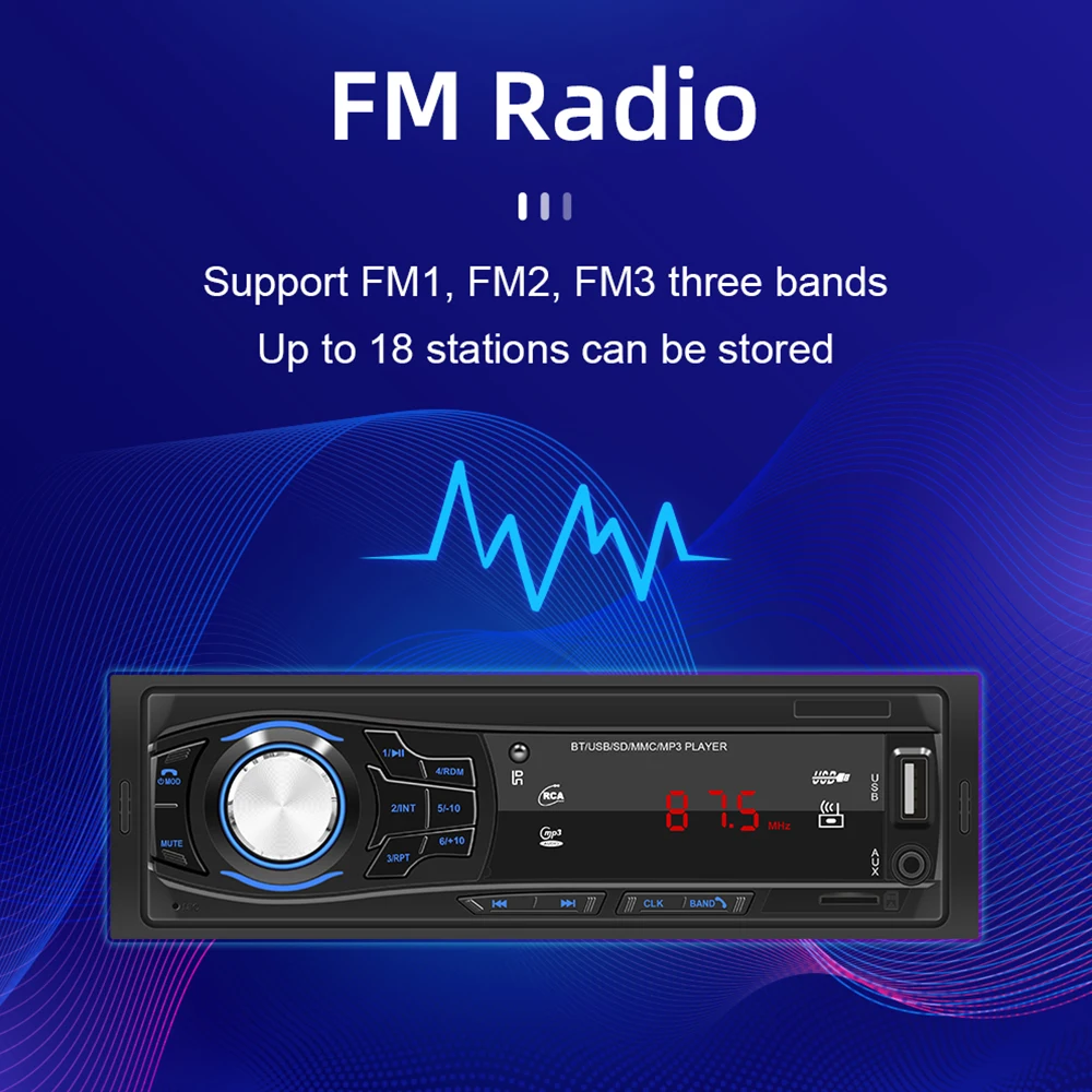 1428 With Remote Control RCA Audio Subwoofer Bluetooth Car Radio Headunit Support USB MP3 Player Car Stereo FM Radio 1 Din