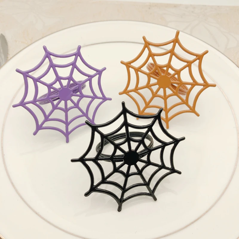 

6pcs Upscale hotel Halloween black spider web napkin buckle napkin ring napkin ring cloth ring