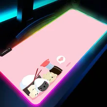 

New Pink Gamer Accessories Cute Computer Mause Pad Kawaii Gaming Decor Mausepad Anime Cat Madmouse Cute Play Mat RGB LED for