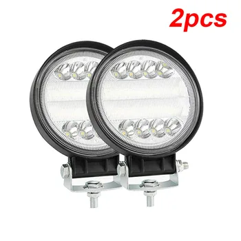 

White 4 Inches Round LED Working Lights Warning Lamps 72W 6000K Parts Set Kit