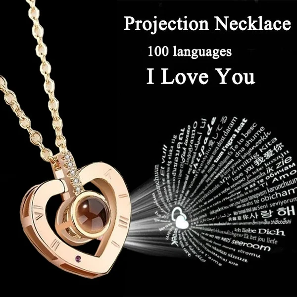 

100 Languages I Love You Necklace Micro-engraved Light Projection Pendant Necklace Female Trendy Valentine's Day Gift Jewelry