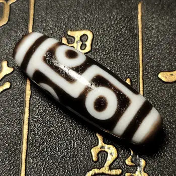 

Tibet Feng Shui Agate DZI dark brown/white 6 eyes DZI 12*37mm weathering agate DZI beads men&women jewelry DIY Free Shipping