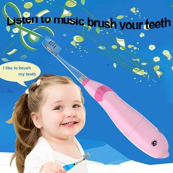 

Seago LED Children Kids Electric Toothbrush Waterproof Battery Powered Music Kids Sonic Toothbrush With LED Light Pink Portrable