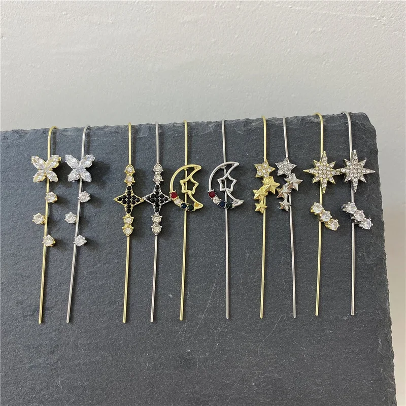 Ganchos para pendientes para mujer, Piercing falso para oreja, joyería coreana, aretes de mariposa, 2021