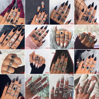 

60 Design Boho Ring Vintage Gold Star Midi Moon Rings for Women Opal Crystal Midi Finger Ring 2020 Female Bohemian Jewelry Gifts