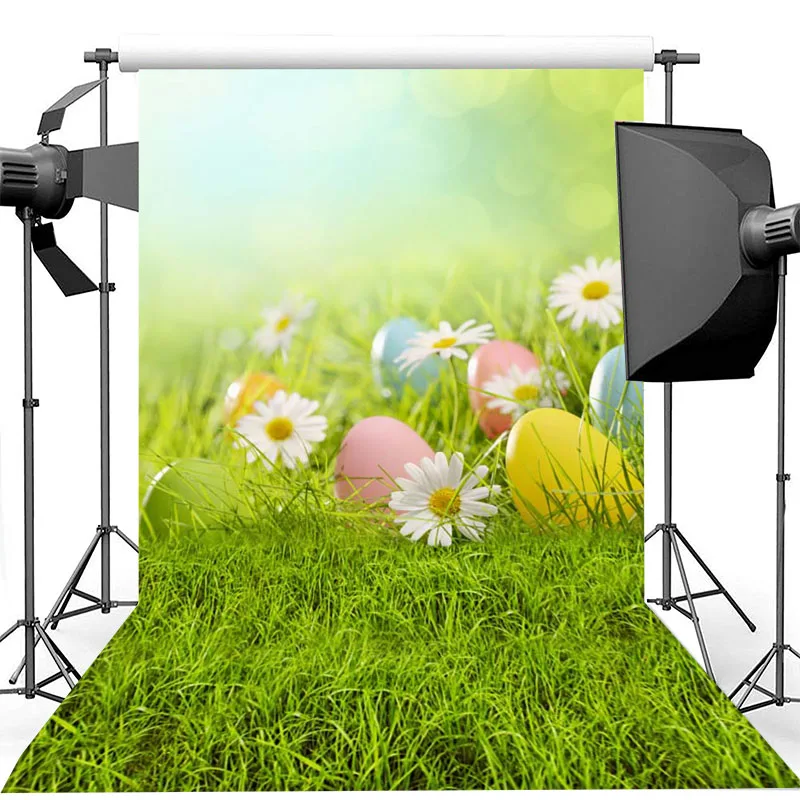 

Easter Eggs Backdrop Spring Daisy Flowers Photography Backdrops Newborn Baby Kids Photo Props Studio Booth