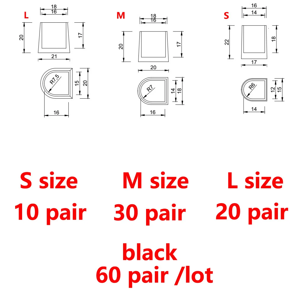 60 пар/лот протекторы на высоком каблуке силиконовые Стопперы на каблуке для обуви для свадебной вечеринки - Цвет: Black S10 M30 L20