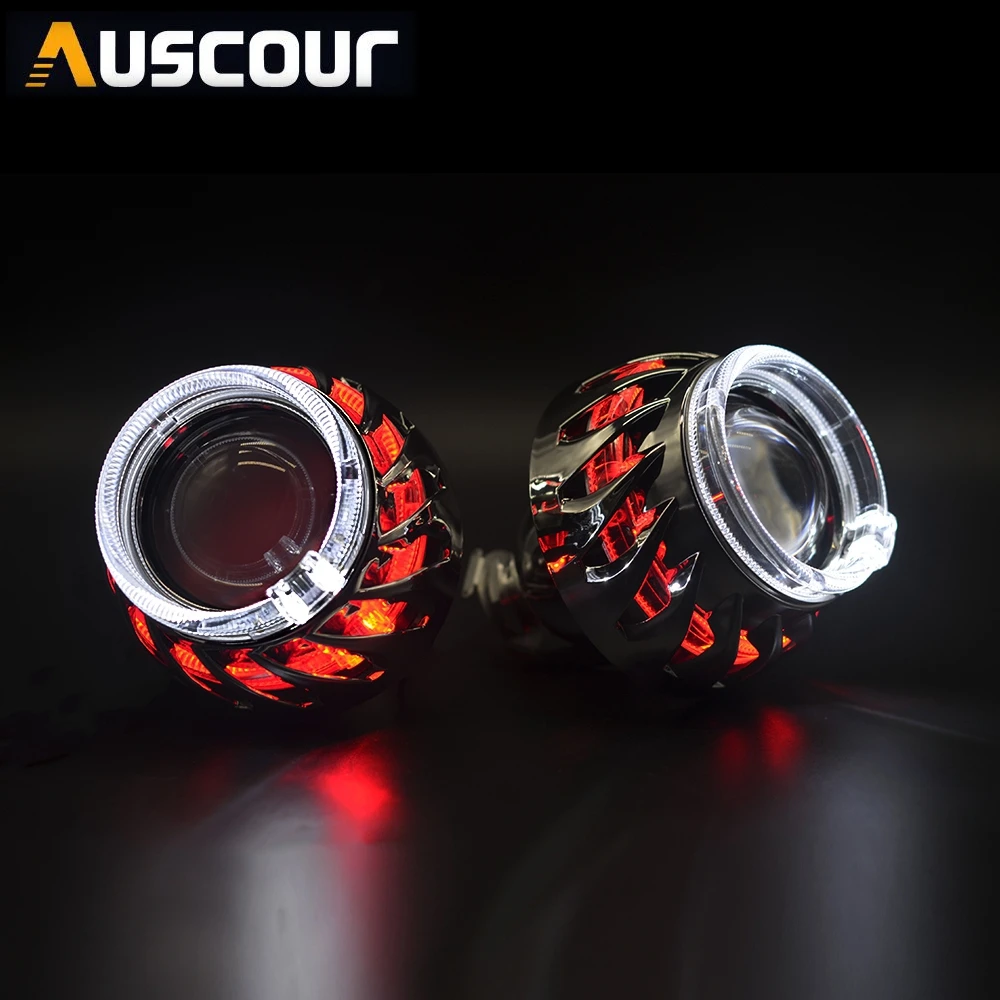 2 5 дюймов Bi xenon hid объектив проектора с светодиодный DRL двойной ангельские | Аксессуары для фар авто -32863652171