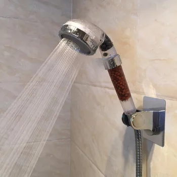 

Transparent Shower Bath Head Temperature Control Adjustable 3 Mode High Pressure Stone Stream Handheld Shower Head