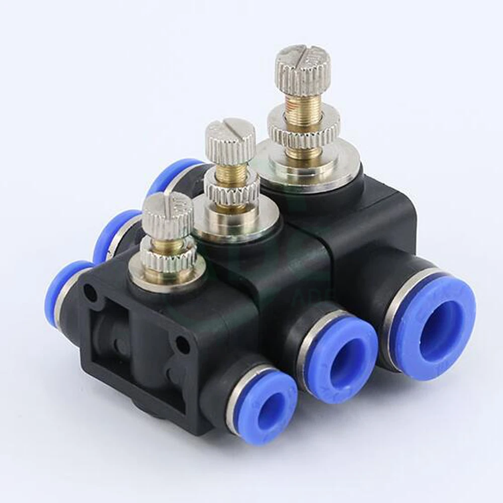 Air Flow ควบคุมความเร็ววาล์ว Tube ท่อ Pneumatic Push In อุปกรณ์วาล์วเค้น SA 4-12มม. 1