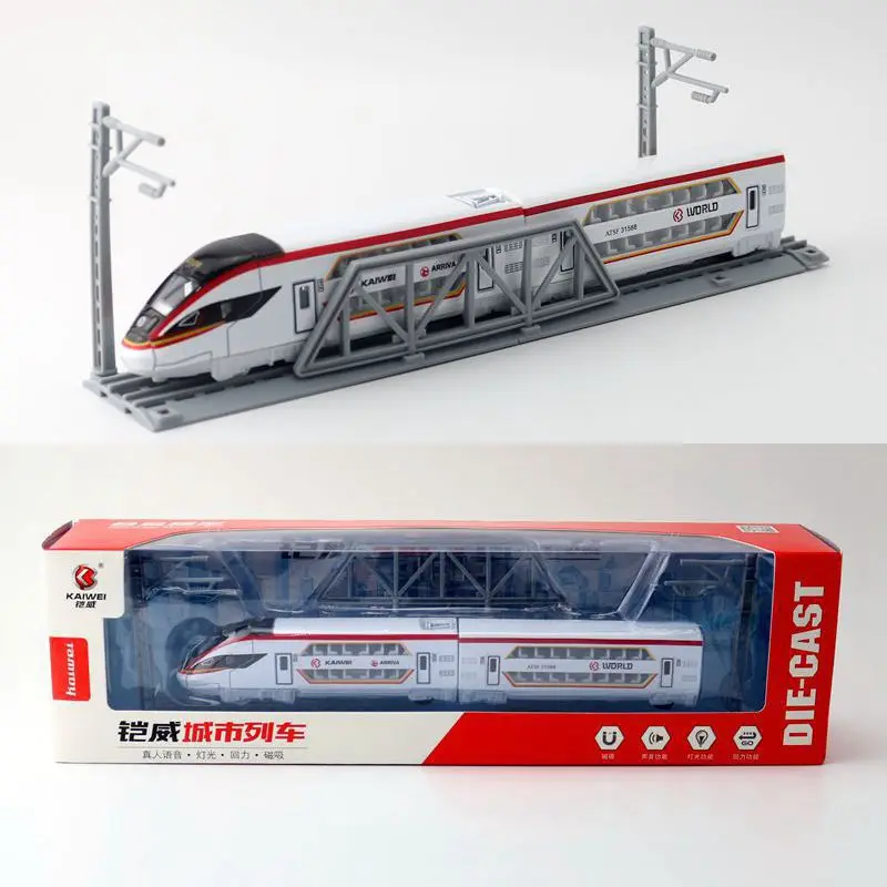 High simulation 1:87 alloy pull back double-decker train model