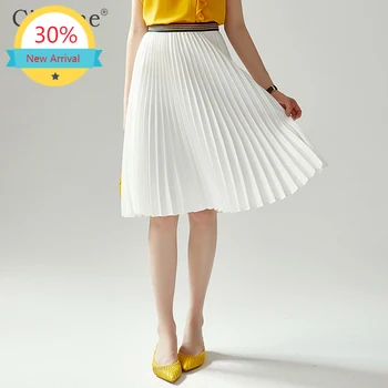 

Clothes Cissline White Immortal Elegant Pleated Skirt 2019 Summer New Women's Net Red All-match Skirt