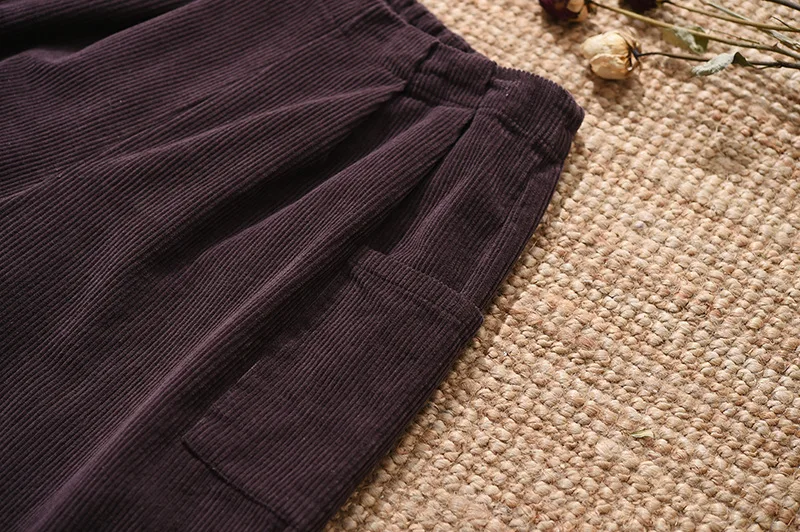 NINI WONDERLAND осень зима вельветовые широкие брюки женские свободные карманы однотонные брюки кэжуал винтажные брюки эластичный пояс