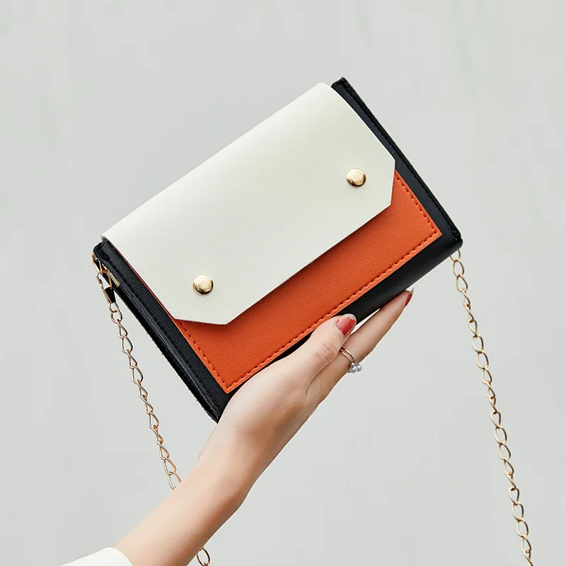 

Korean-style INS Super Fire Contrast Color Bag Women's 2019 New Style CHIC Shoulder Bag Retro Students Shoulder Square Sling Bag