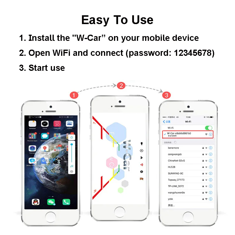 Professional Wifi Car Rear View Camera Car Camera HD Rear View Camera BackUp Car Front/Rear Cameras Support Android and Ios