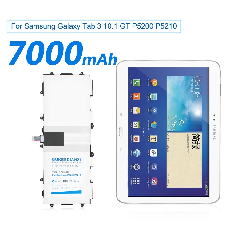 GUKEEDIANZI, 7000 мАч, T4500E, T4500C, планшеты, ПК, батарея для samsung Galaxy Tab 3 10,1 GT P5200, P5210, P5220, P5213