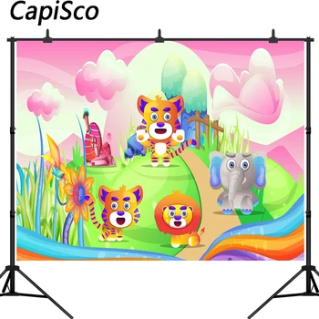 

Capisco Jungle Animal Photography Backdrop Boys Birthday Party Photo Background Decor Banner baby shower Photoshoot Prop