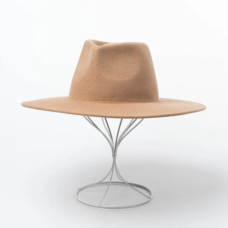 Осенняя и зимняя Фетровая Шляпа Fedora большая шляпа бренда Gorra шерстяная шляпа большая джазовая шляпа Женская плоская фетровая шляпа мужская шерстяная фетровая шляпа