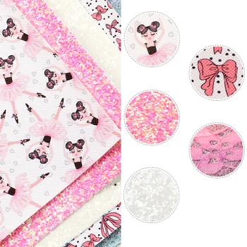 

5pcs/lot 20*34cm Ballet Gilrs Printed Faux Leather Sheets for Bows Synthetic Leather in Crafts DIY Handmade Materials,1Yc10771
