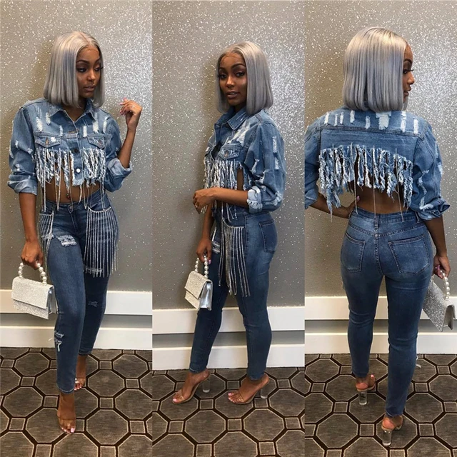 Tsuretobe Tassel Ripped Cropped Jean 