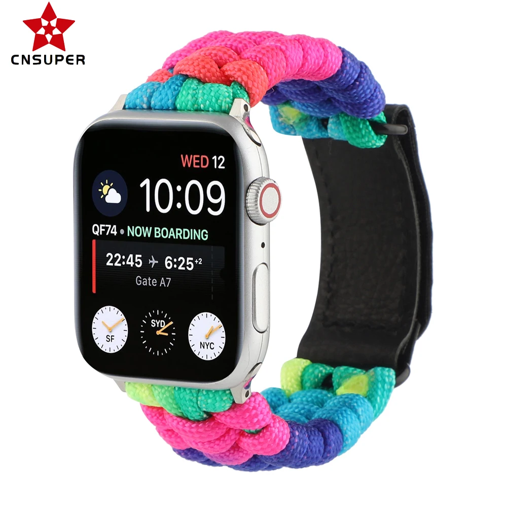 

CNSUPER Rainbow Weave Wrist Band Strap For IWatch Series SE 6/5/ 4 /3/ 2 Compatible with 38mm 40m 42mm 44mm