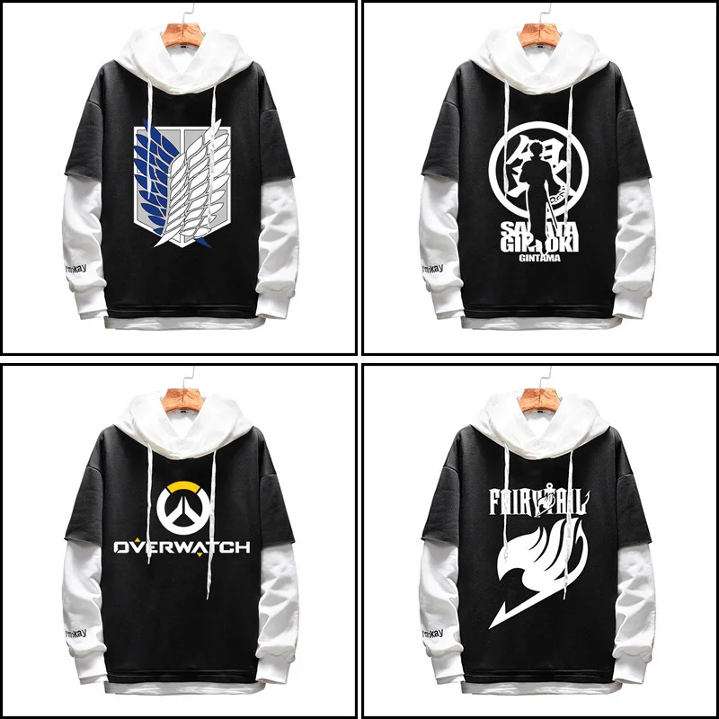 

Anime Fairy Tail Erza Men Hoodies Sweatshirts Attack on Titan Casual Jeans Coat Top Gintama Men's Clothing Overcoat