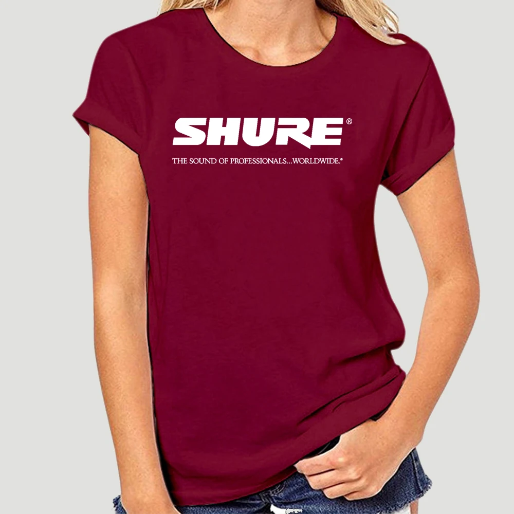 Футболка Shure с логотипом аудиосистемы наушников черные топы оптовая продажа