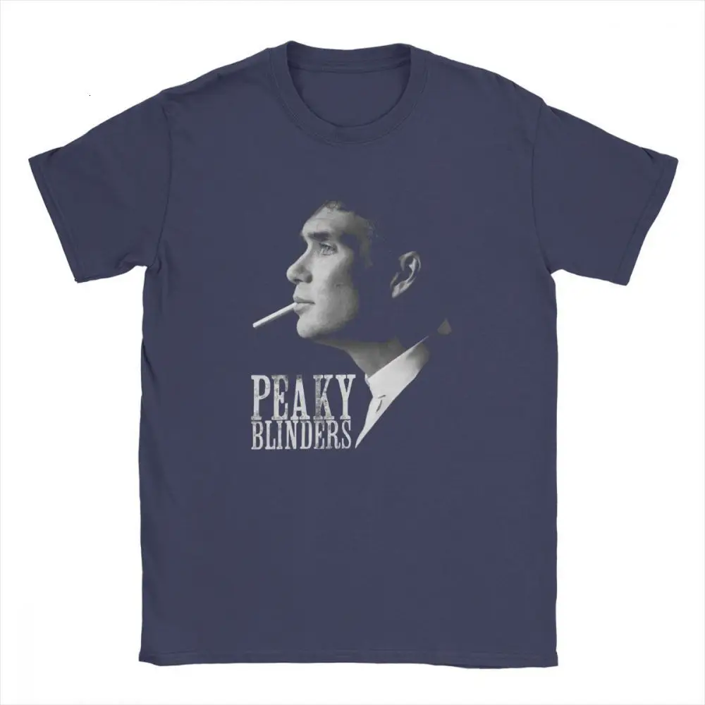 One yona Peaky Blinders футболка для мужчин, с коротким рукавом, новинка, футболки с круглым вырезом, хлопок, топы, идея подарка, футболка - Цвет: Navy Blue