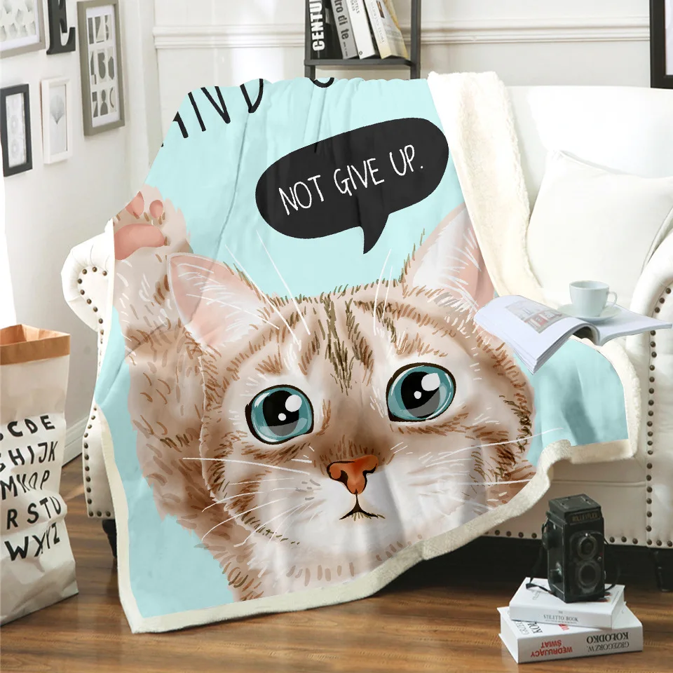 

2020 NEW Cat Meow Blanket 3D Print Sherpa Blanket on Bed Kids Girl Flower Home Textiles Dreamlike Style 01