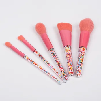 

5cs Colored Granules Handle Brushes Multi-use Brush Kit Beauty Care Supplies Assorted Cosmetic Brushes for Trip Shop Home Dorm