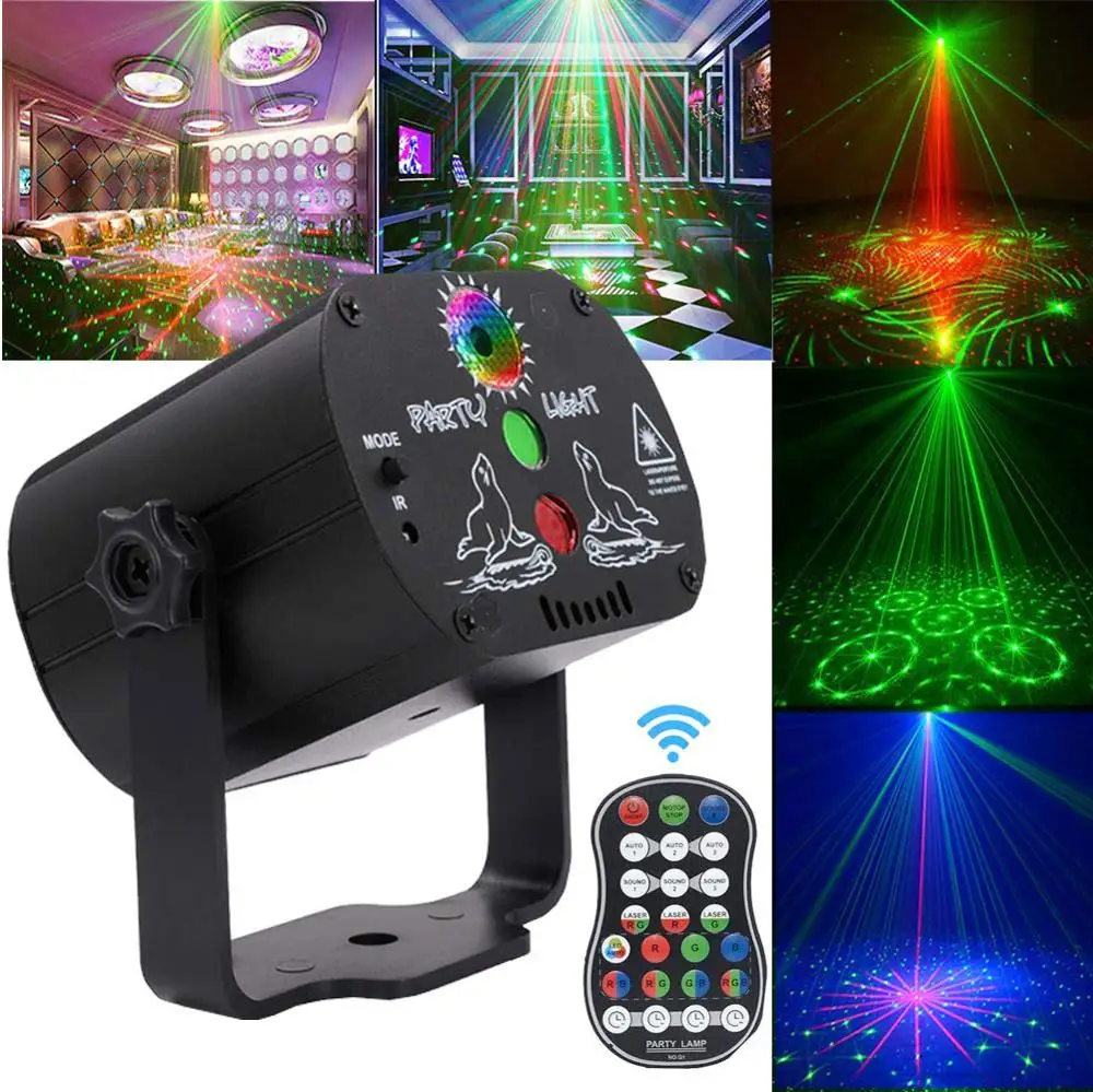 Mini RGB Disco Light Effect LED Stage Laser Projector red blue green Lamp USB Rechargeable Wedding Birthday Party DJ Lamp