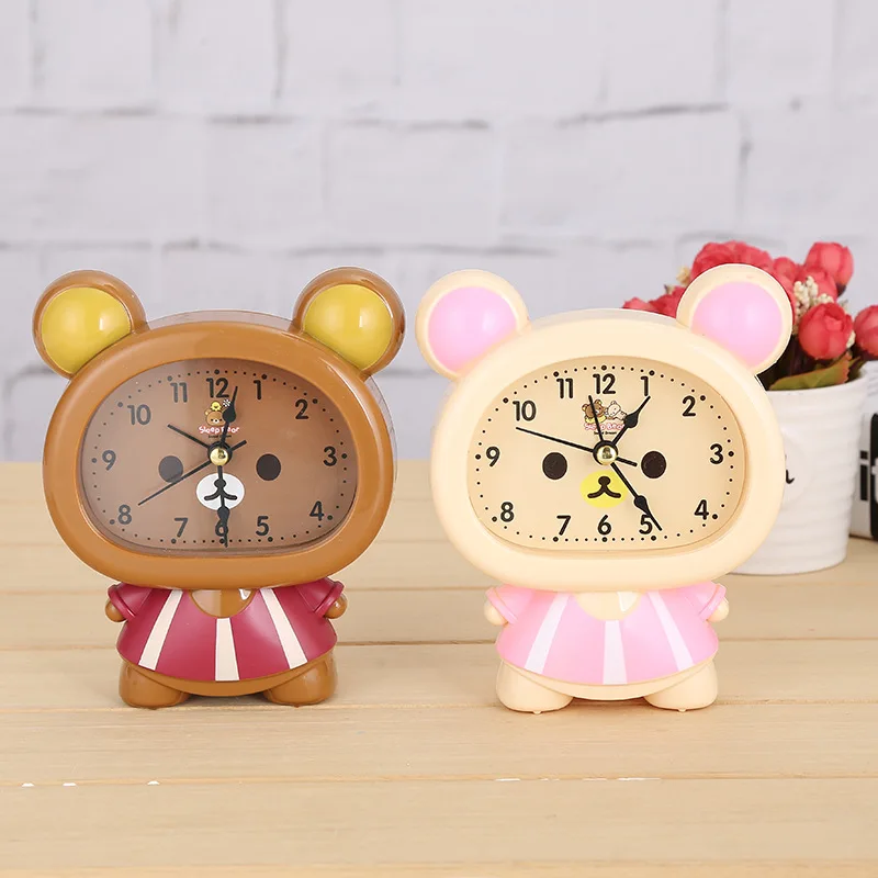 Teddy bear Творческий уютный Прованс Розовые Носки с рисунком медведя из мультика бесшумные часы-будильник иглы часы с режимом включения по таймеру Функция настольные часы орнамент