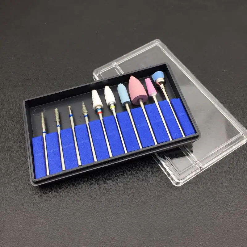 10pc Ceramic Nail Drill Bit Pedicure Machine Remove Calluses Bit Tools